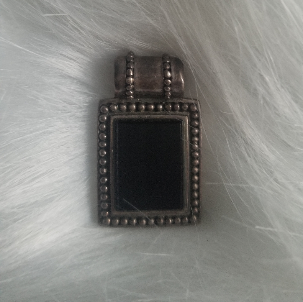 Vintage Black And Silver Beaded Pendant